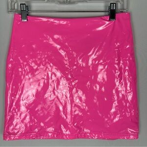 SHEIN bubblegum hot pink latex mini skirt - size small